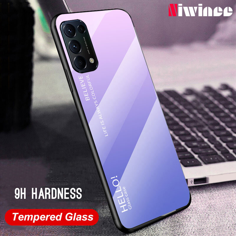 For OPPO Reno 5 / OPPO Reno 5 5G / Reno 6Z 5G/8T 5G/Reno 10 5G/Reno 10 Pro 5G Reno 12 5G 12 Pro 5G Phone Case Ultra Gradient Color Tempered Glass Casing Glass Back Cover Soft TPU Bumper Case For OPPO Reno5 / OPPO Reno5 5G / Reno 6Z 5G