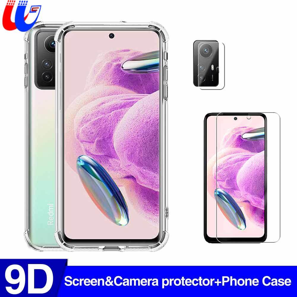 Redmi note 12s 3in1 transparent case for xiaomi redmi note 12s screen protectors camera lens tempered glass for redmi note 12s 12 s 4g 5g cover