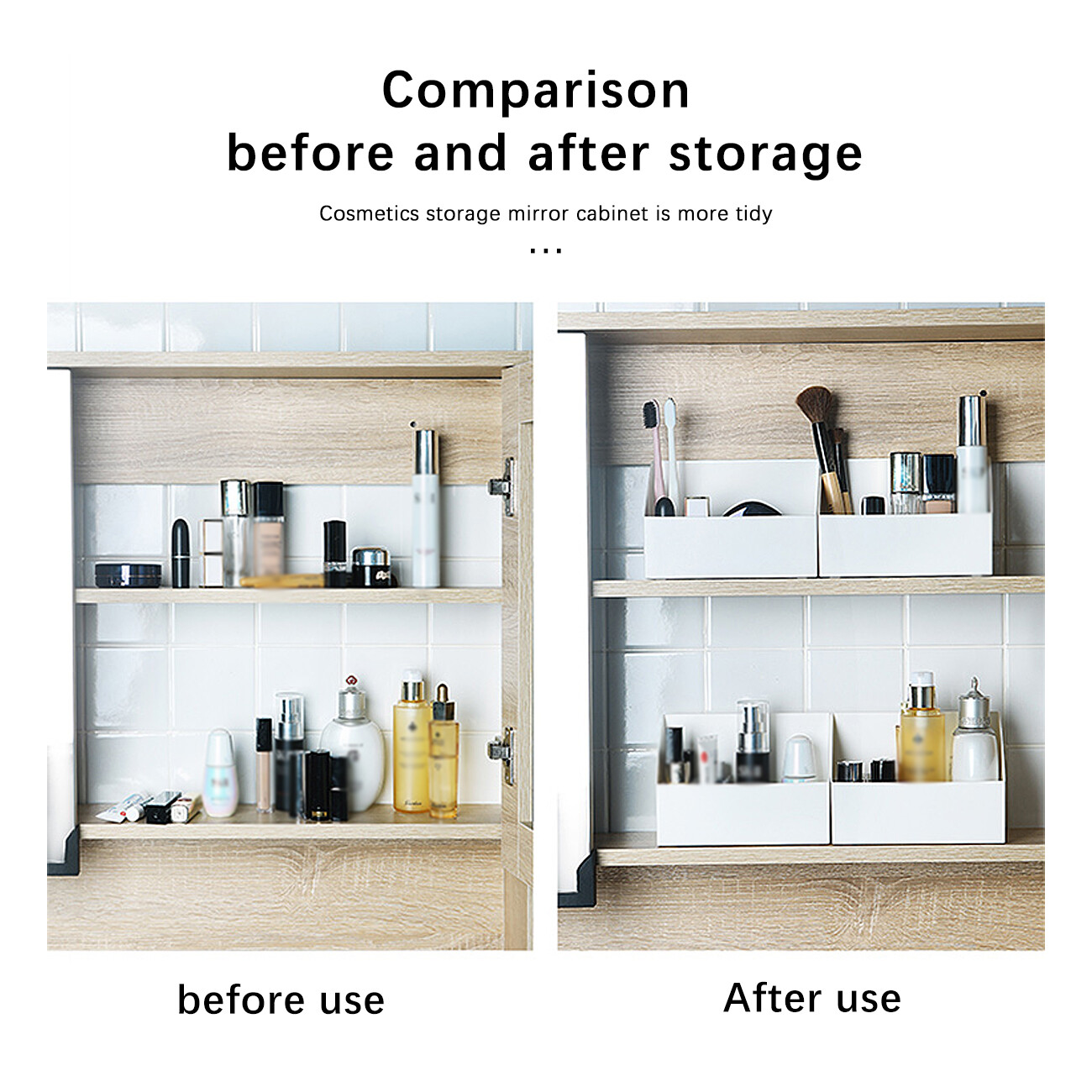 CNMF Mirror Cabinet Skincare Organizer Cosmetic Storage Box with Mini Sorting Box Dressing Table Organizer