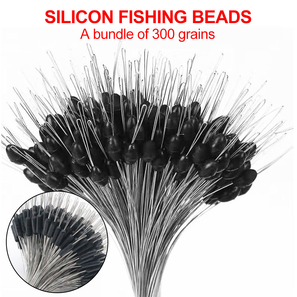 Homestar 300pcs/Pack Silicon Fishing Line Space Bean Stoppers Cylinder Oval Float Sinker Stops Fishing Gear
