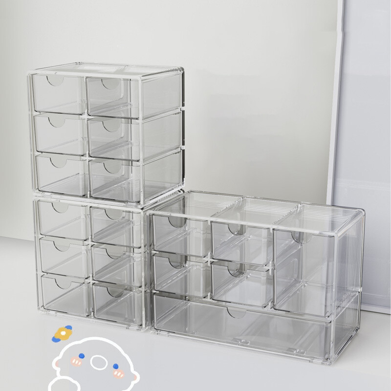 Desktop cabinet storage box transparent drawer-type separated pen container student office desk stationery storage box rack