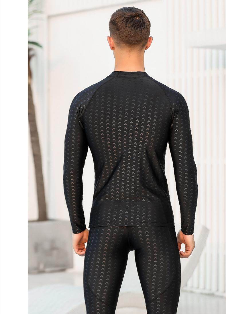 (Tops+Pants) Men Long Sleeve Wetsuits Rash Guards with Cropped Pants Suncreen Swimming Suits Diving Snorkeling Suit Sun UV Protection Jellyfish Beachwear