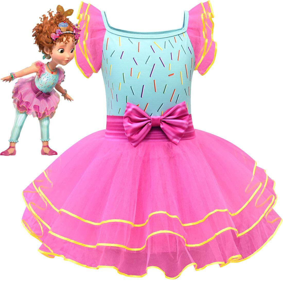 New Fancy Nancy Cosplay Cartoon Ruffle Dress Toddle Girls Ballet Performance