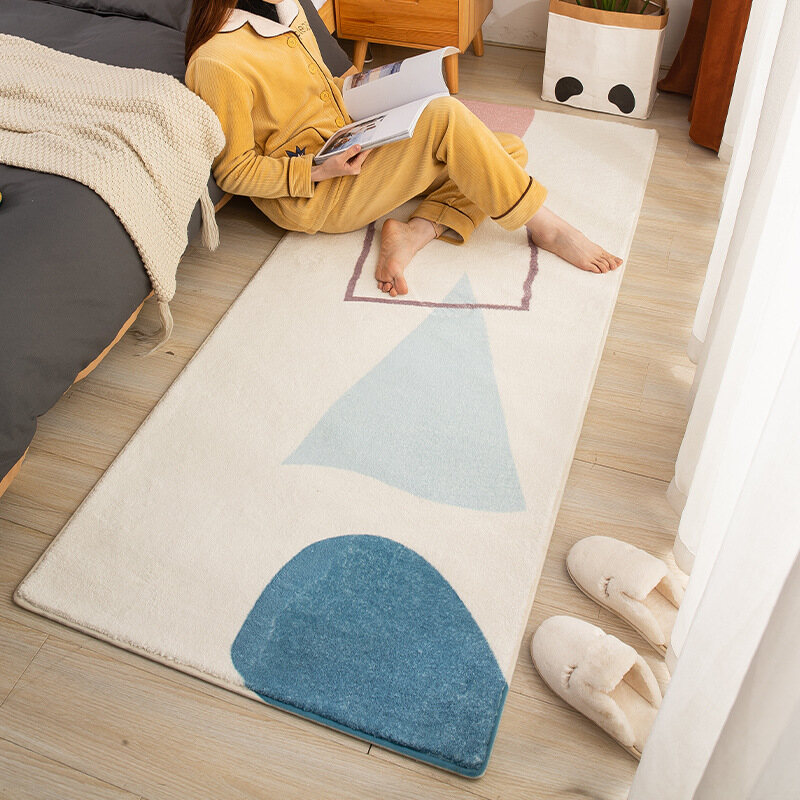 Thickened Fleec  Nordic Style Bedside Blanket Long Household  Sofa Coffee Table Blanket Under Bed Doo