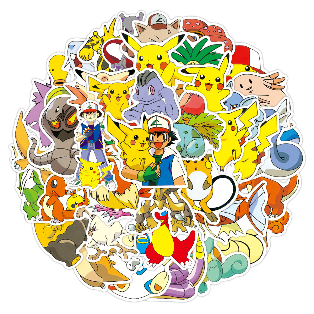 TM 50 Cái/bộ Pokemon Chủ Đề Dễ Thương Mẫu Yêu Tinh PVC Chống Thấm Nước Nhãn Dán Graffiti Cá Tính Sáng Tạo Máy Tính Xách Tay Guitar Cốc Nước Mũ Bảo Hiểm Trượt Ván Trang Trí Xe Máy