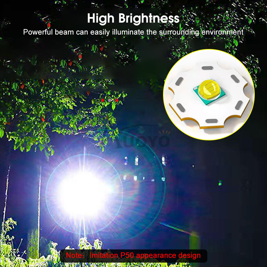 Auoyo Imitate P50 Strong Light Portable Multi-function Flashlight Remote Display Charging Waterproof Outdoor Flashlight Camping Outdoor Lamp Outdoor Waterproof Torchlight