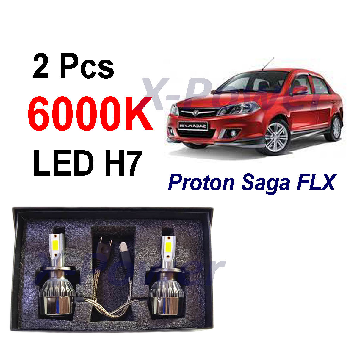 Proton Saga Flx H7 Car LED Headlamp LED Headlight Bulb 2Pcs 6000K