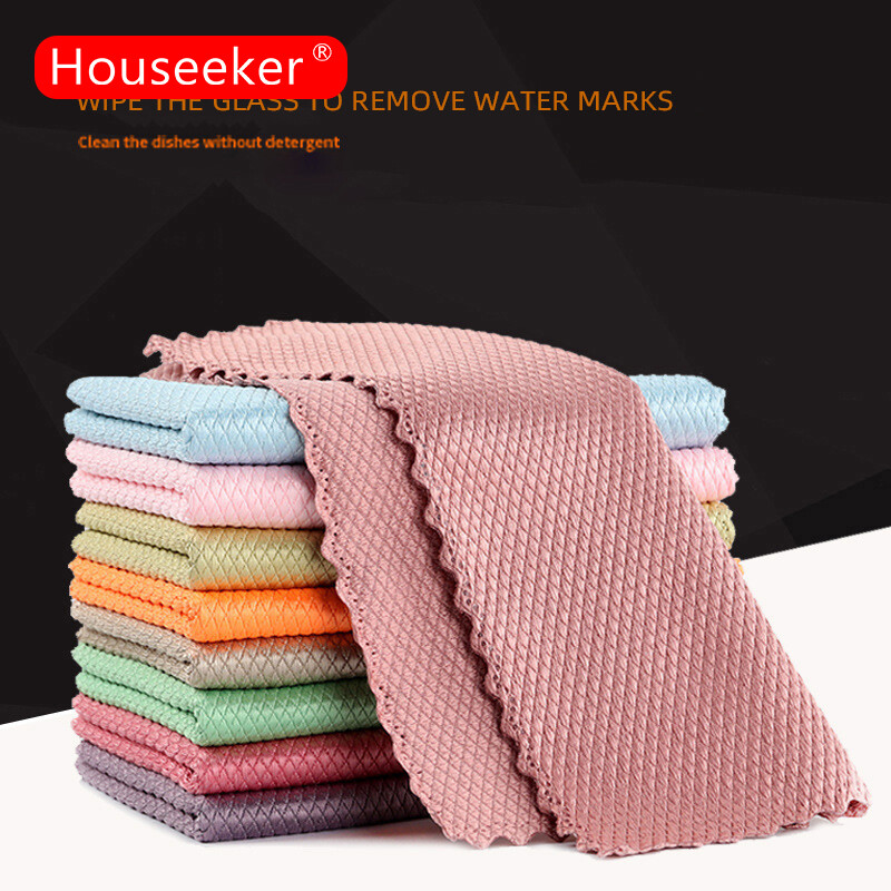 Kitchen Anti-Grease Wiping Rags Water Absorption Fish Scale Wipe Cloth Home Washing Dish Cloth