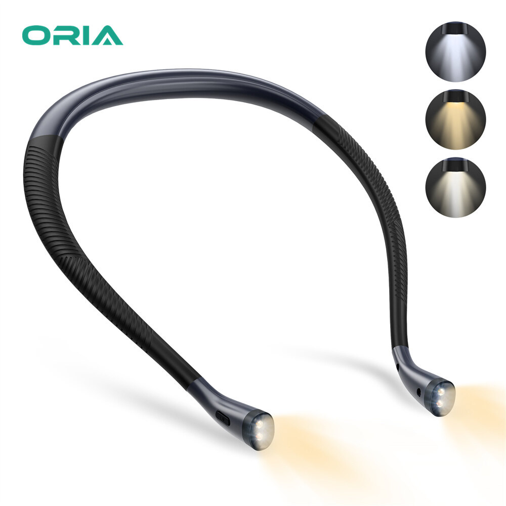 ORIA Book Reading Light, Flexible Neck Reading Light With Adjustable Brightness, Eye Protective Book Light Multi-color Switchable for Reading Work Night Runner