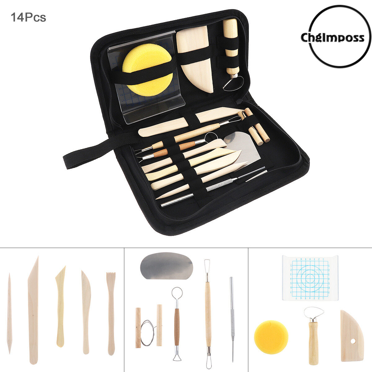 Bộ Dụng Cụ Cầm Tay ChgImposs Cái/bộ 15 Cái Dụng Cụ Chạm Khắc Đất Sét Gốm, Bộ Dụng Cụ Đất Sét Siêu Nhẹ Làm Bằng Tay Bằng Nhựa Đất Sét Mềm