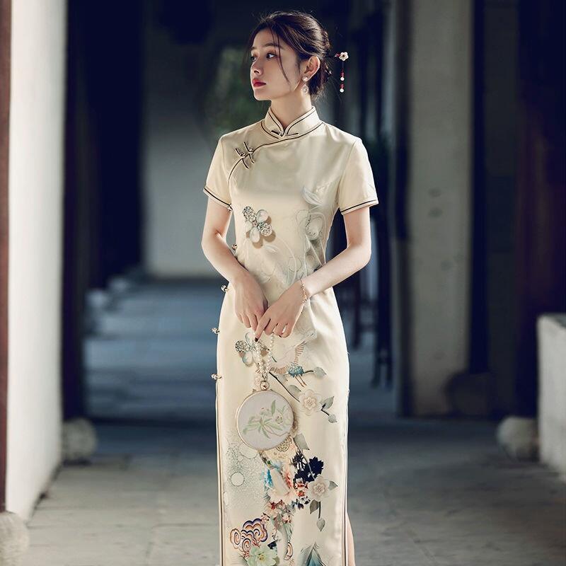Women Long Cheongsam Traditional Chinese Style Dress Qipao