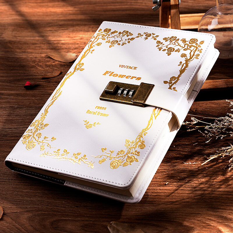 A5 Lock Diary Leather Locking Journal Writing Notebook Vintage Lock Planner Agenda Personal Diary