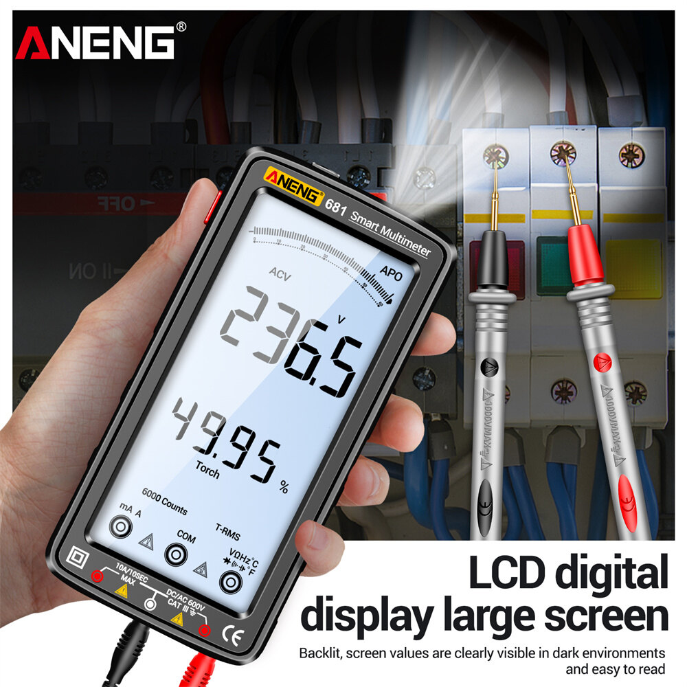 Electrical Capacitance Meter Anti-burn Hz Ohm Diode Meter 6000 Counts Rechargeable Flashlight Lighting LCD Screen Measuring Tools