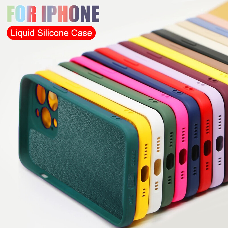 HOCE Official Liquid Silicone Cases for iPhone 11 12 13 Pro Max XR X XS Max 8 7 6 6s Plus Case Original Square Soft Phone Cover