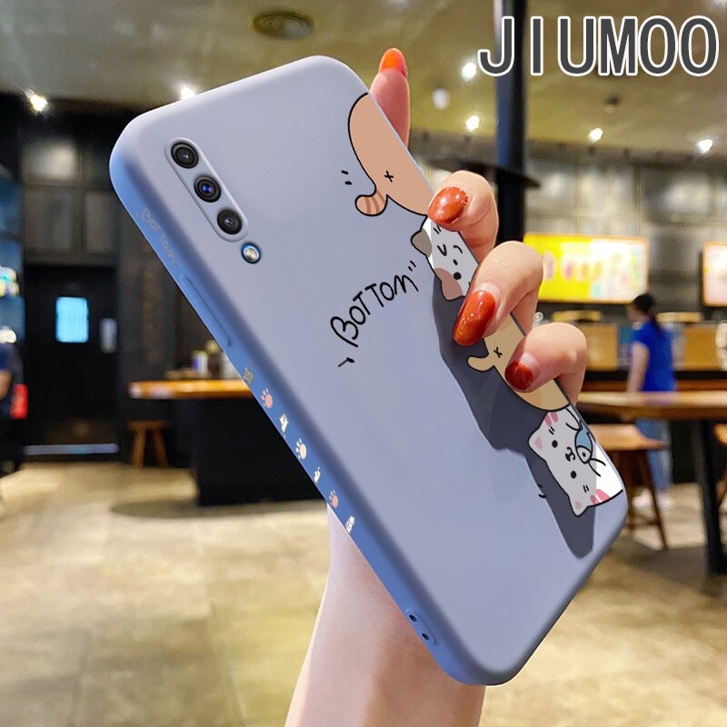 JIUMOO Case For Samsung galaxy A50 A50s A30s A90 5G A70 A70s Case With Cartoon Folding cat New Design Phone Case Side Square Edge Pattern Silicone Casing Full Cover Camera Cases Shockproof Protection Original Case