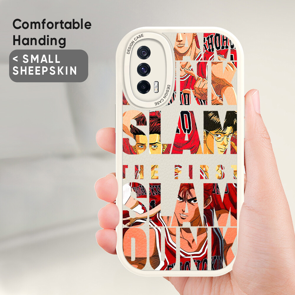 Jizetin Leather Casing For Xiaomi Redmi Note 11 Note 11 5G Note 11 Pro+ 5G Note 11S Note 11T Pro Note 11T Pro+ Handphone Casing Slim Skin Feeling Cartoon SLAM DUNK Leather Back Casing Soft Silicone PU Leather Cover Phone Case