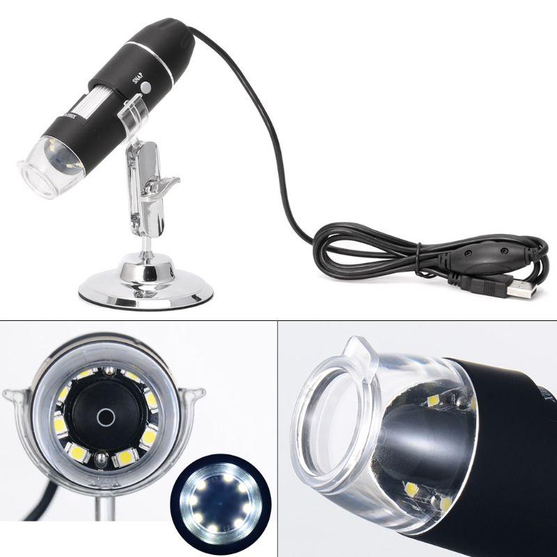Kính Hiển Vi Kỹ Thuật Số 1600X USB, Kính Lúp Camera Nội Soi 8LED Có Giá Đỡ