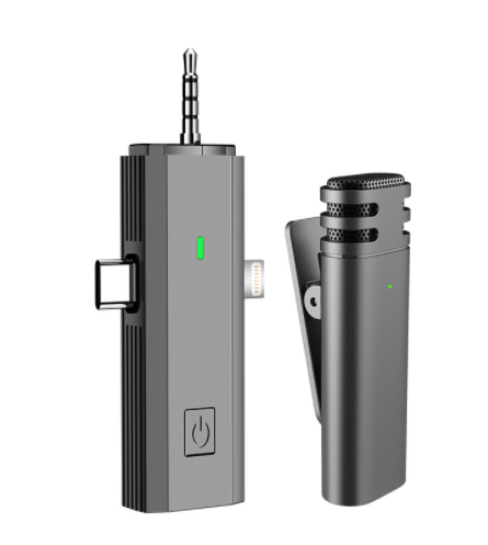 KEBETEME Wireless Lavalier Microphone Mini Noise Reduction Mic For Type C Phone Audio Video Recording With Two Mic