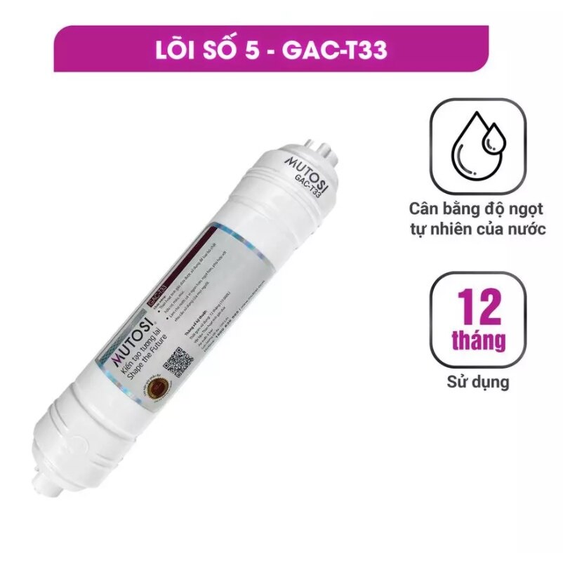 Lõi số 5 lõi chức năng gac-t33 than hoạt tính mutosi dùng cho máy lọc nước ro