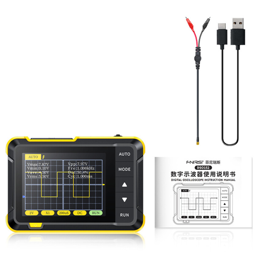 DSO152 Handheld Digital Oscilloscope Portable 400V Voltage Measurement 200KHz Bandwidth 2.5MS/S Real-Time Sampling Rate