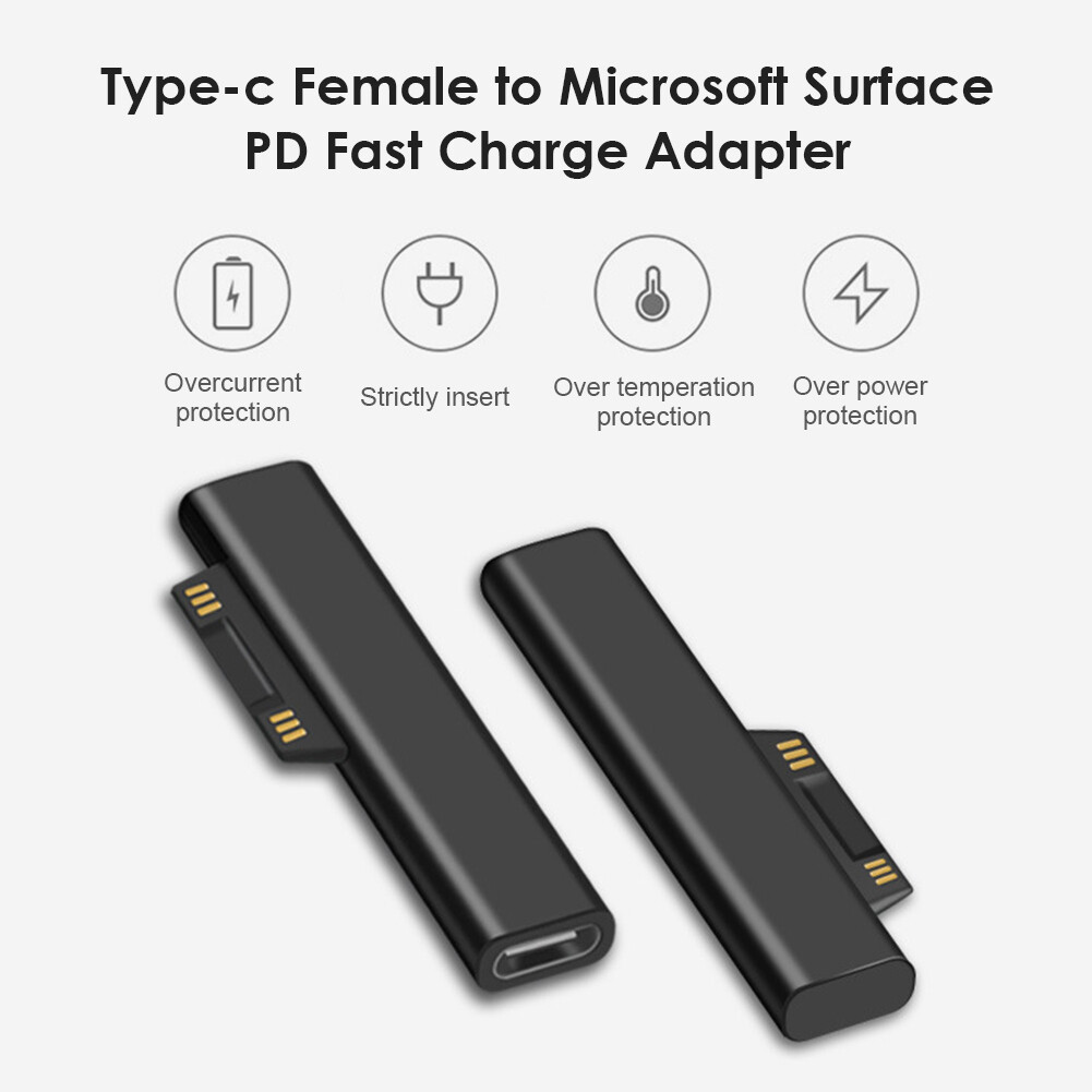 Charging Power Adapter Type C Power Adapter USB C Type Female PD Connector for Surface Pro 3 4 5 6
