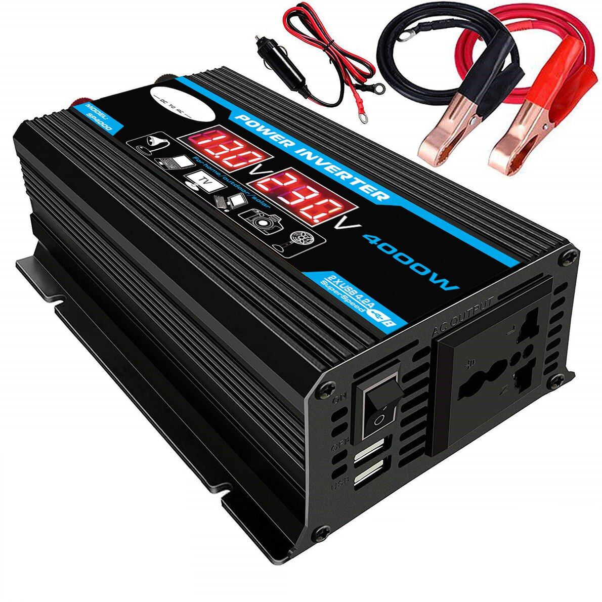Top sale 4000w 12v to 220v/110v led car power inverter converter charger adapter dual usb voltage transformer modified sine wave