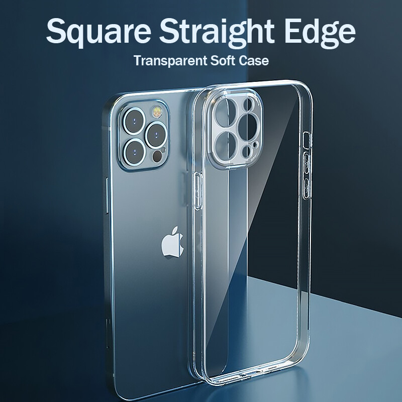 CrashStar Straight Square Transparent Soft Phone Case For iPhone 15 14 13 12 11 Pro Max Mini XS XR 8 7 Plus + SE 2020 Phone Casing With Carema Protection Cover Top Seller
