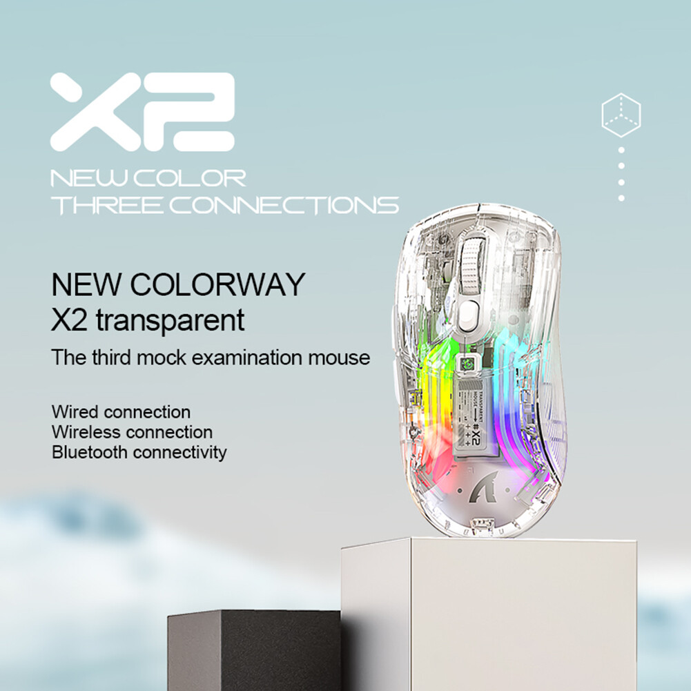Wired Wireless Gaming Mouse RGB Light Adjustable Transparent Game Mouse Bluetooth-compatible Creative Mouse Comfortable for Desktop Notebook Computer