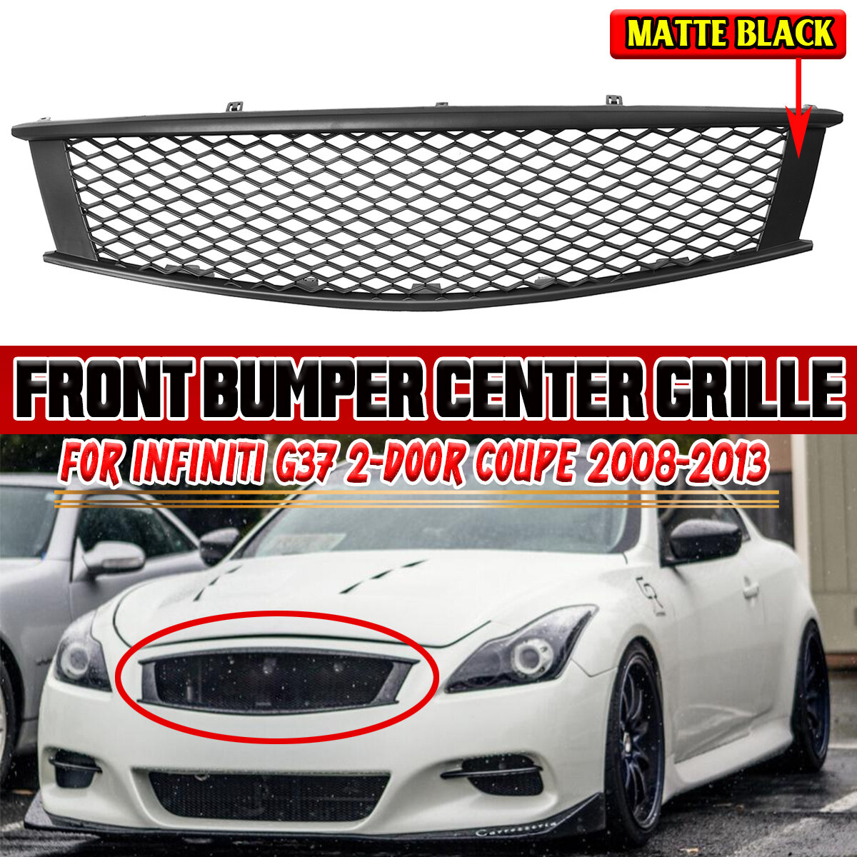 Matte Black Front Bumper Grill Trim Front Mesh Grill Grille
