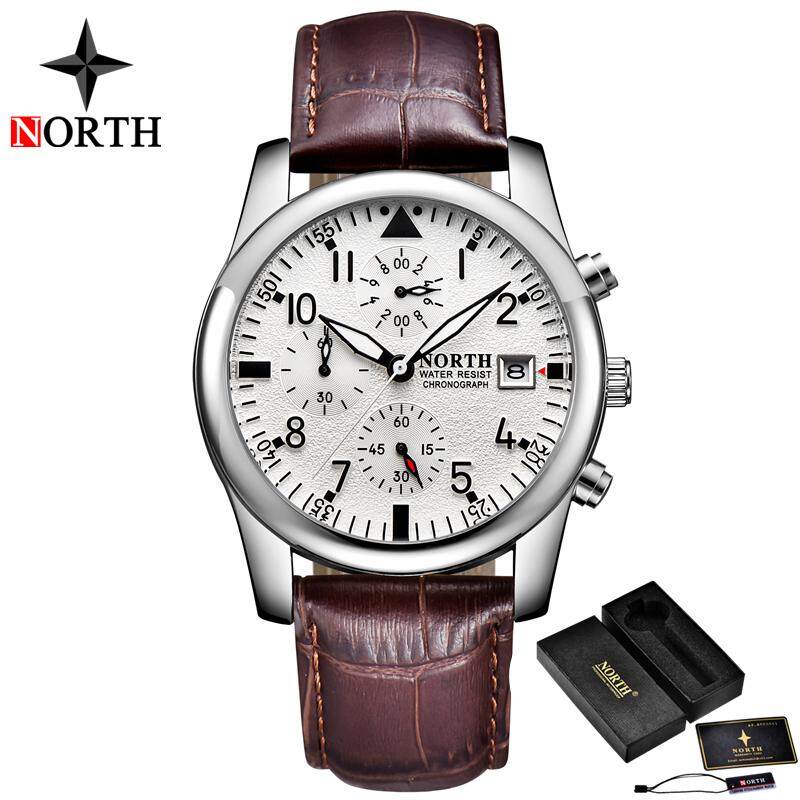 NORTH Top Luxury Brand Watch Men Fashion Quartz Sports Watch Mens Casual Leather Waterproof Business Watches Malaysia