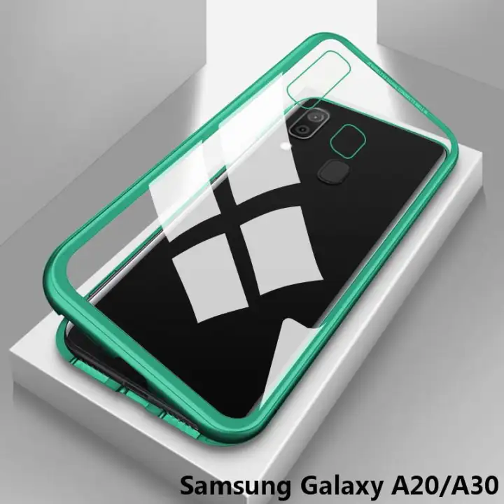 Metal Magnetic Adsorption Flip Case For Samsung Galaxy A20 Samsung Galaxy A30 Clear Tempered Glass Back Cover Lazada Ph