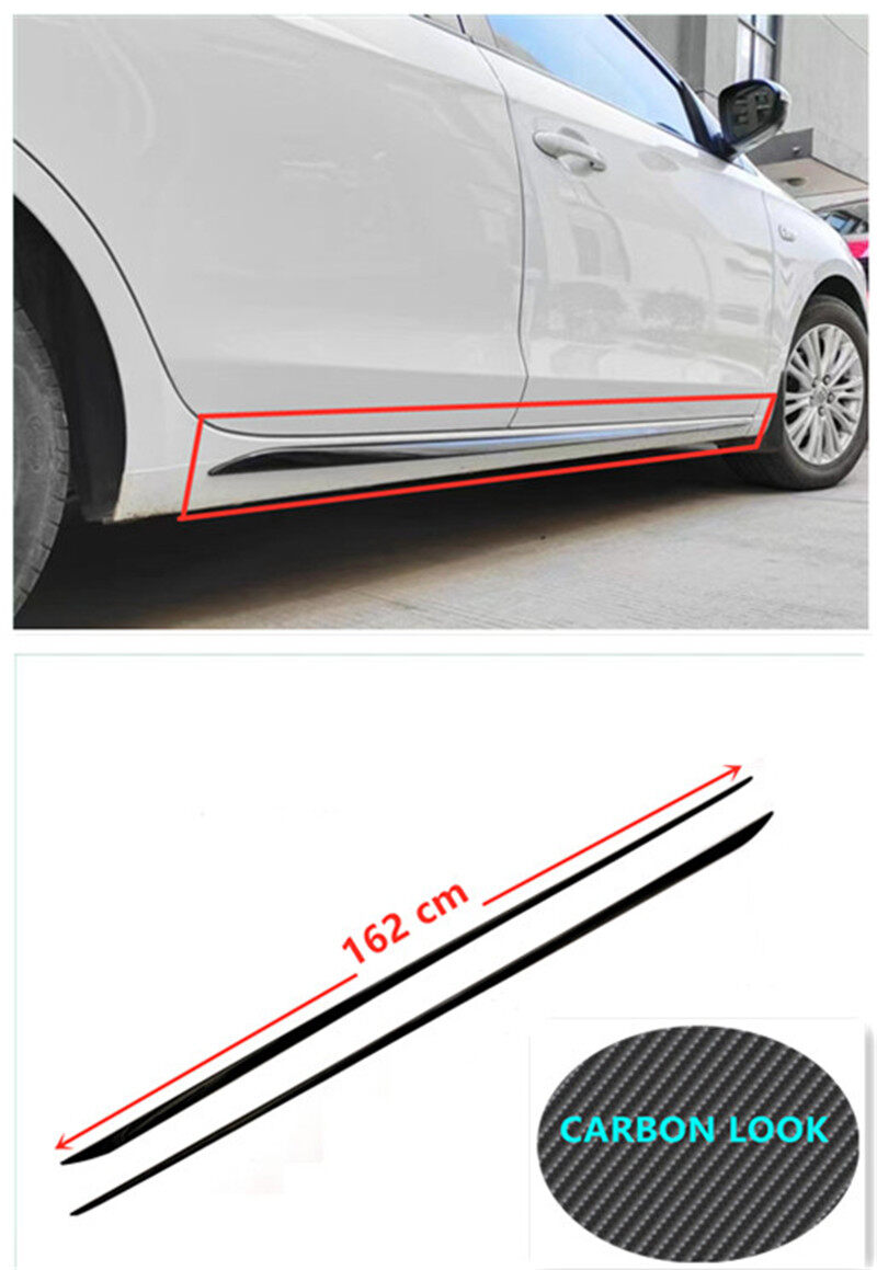 Universal 162cm ABS Car Body Moulding Side Skirt (Carbon Look) 2 Pcs