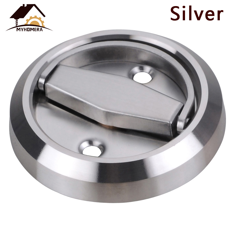 Myhomera 304 Stainless Steel Hidden Door Handles Fire Proof Door Round Handle Silver Ring Recessed Invisible Cup Disk Room Cabinet Pulls Home Furniture Hardware