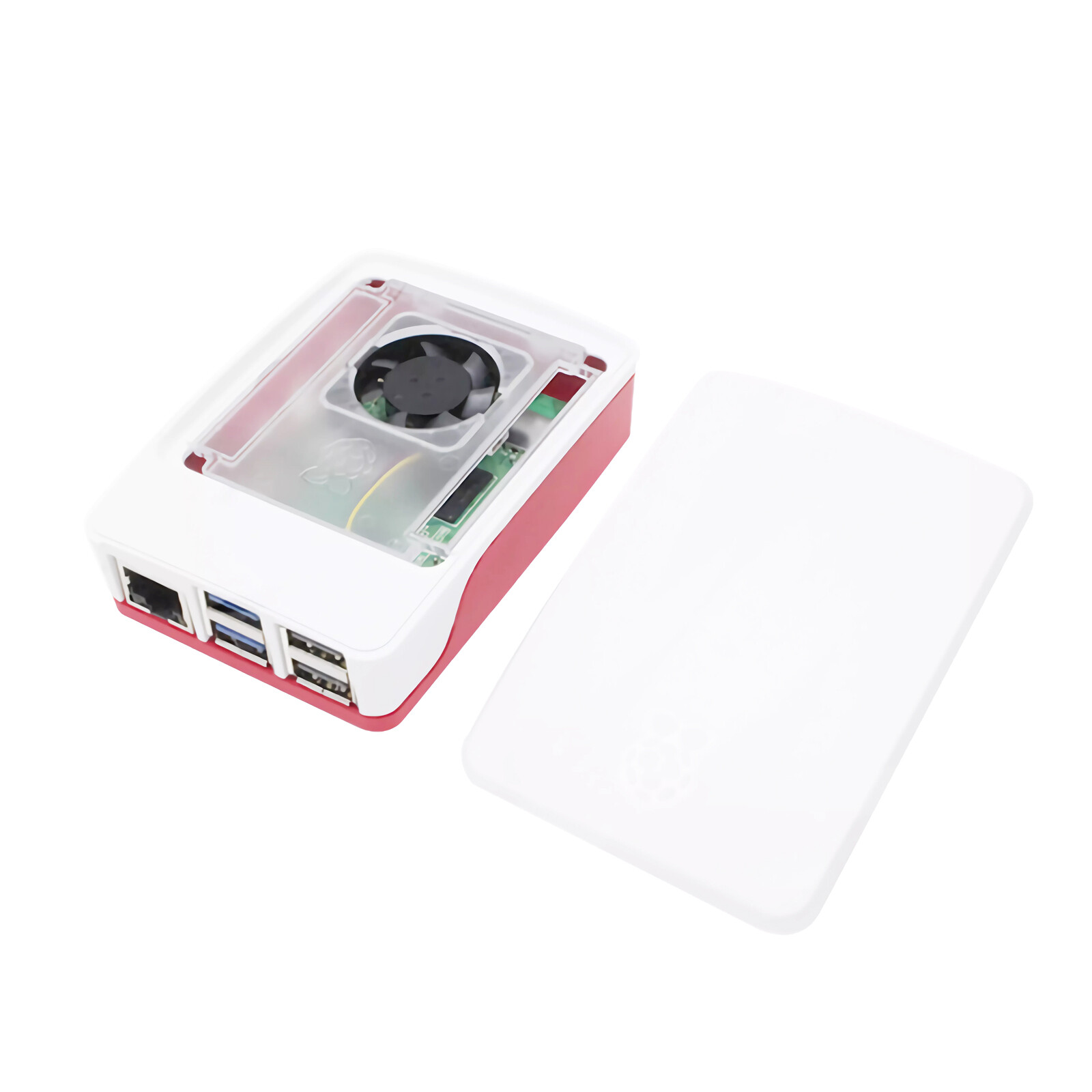 Vỏ máy tính Raspberry Pi chính thức đỏ trắng Nhựa ABS bảo vệ bìa với tản nhiệt người hâm mộ cho Raspberry Pi 5