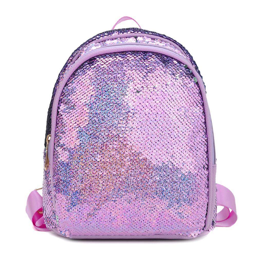 Solid Color Sequin Travel Backpacks Preppy Women Small Shoulder School Bags