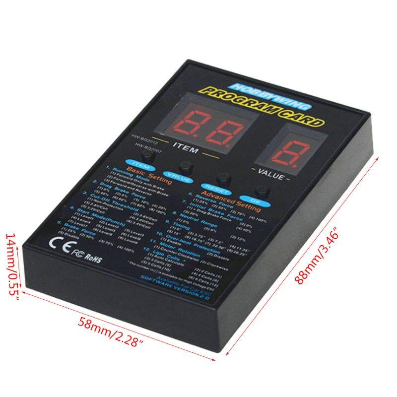 Thẻ Chương Trình Xe Hơi 120A RC Thẻ Chương Trình LED Thẻ Hộp Không Chổi Than Thẻ Cài Đặt ESC Điện Áp 4.8V-6.0V