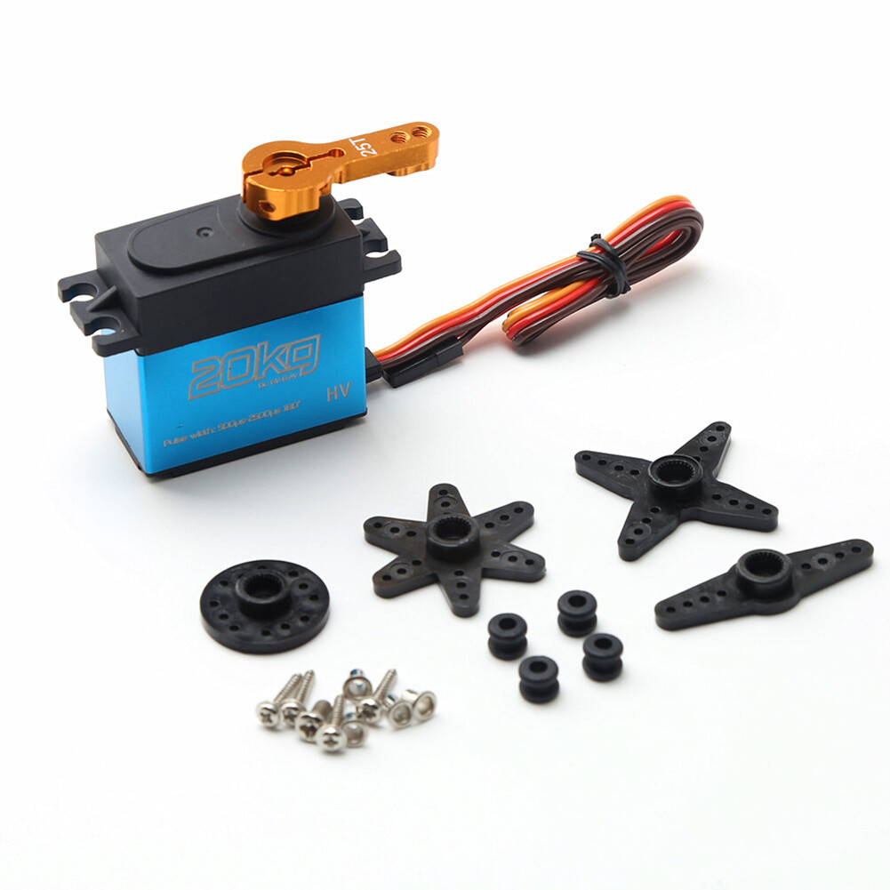 20kg Digital Servo Stainless Steel Gear Servo Waterproof For 1/8 1/10 1/12 Scale Rc Cars Robot/ship/manipulator Metal Gears 25t Arm