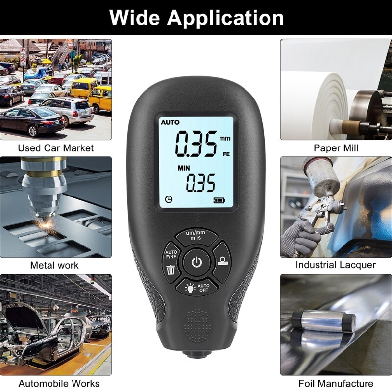 Paint Coating Thickness Gauge Digital Mil Thickness Meter with Backlight LCD Display Compatible with Car Automotive