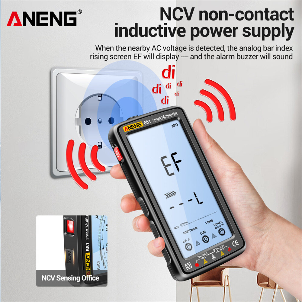 Electrical Capacitance Meter Anti-burn Hz Ohm Diode Meter 6000 Counts Rechargeable Flashlight Lighting LCD Screen Measuring Tools