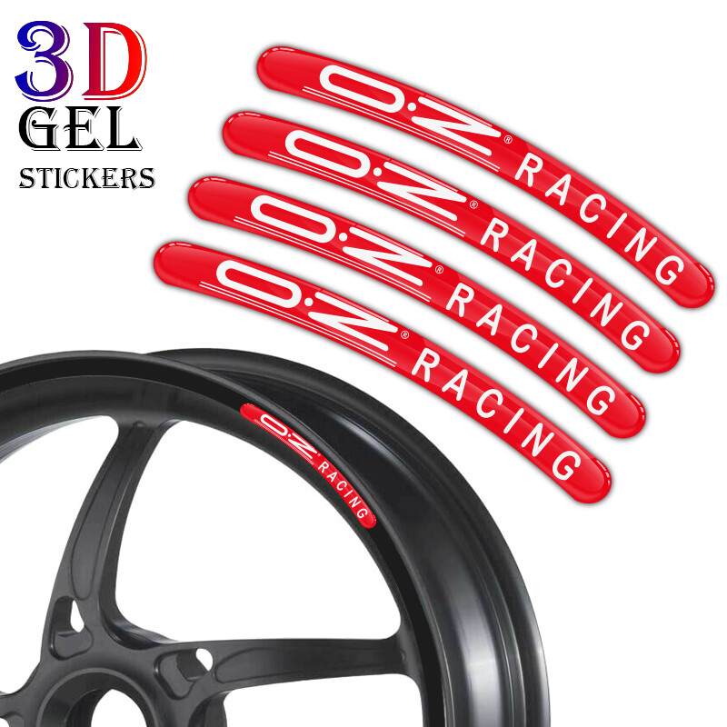 8PCS / Lot 3D Gel Motorcycle Wheel Rim Strip Decal Car Sticker for RACING Stickers