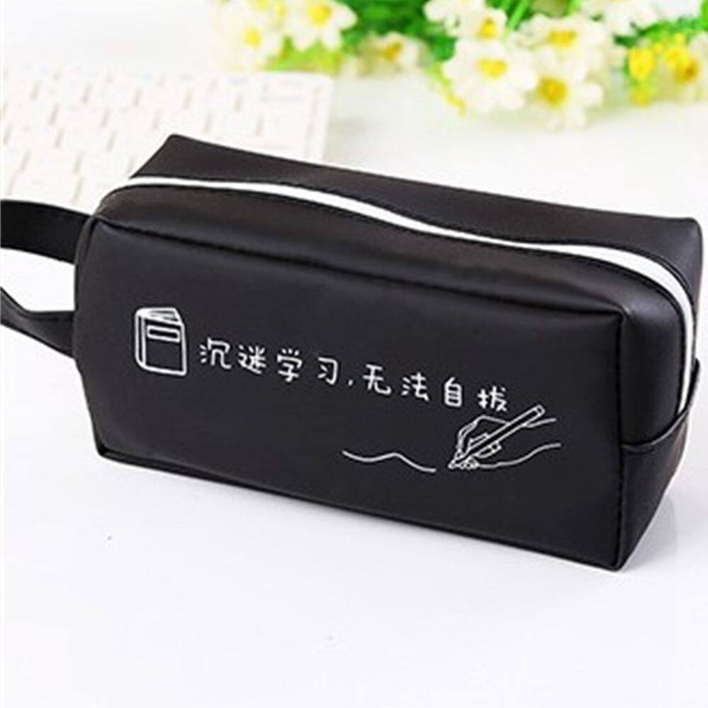 UC50A1ALX School Supply Travel Pouch Student Pen Bag Pen Box Makeup Bags Stationary Holder Black Jelly Pencil Case