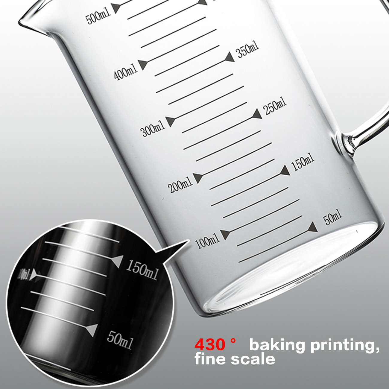 CNMF Glass Measuring Cup Clear Measuring Jug Kitchen Baking Tools 350ml/ 500ml/ 1000ml