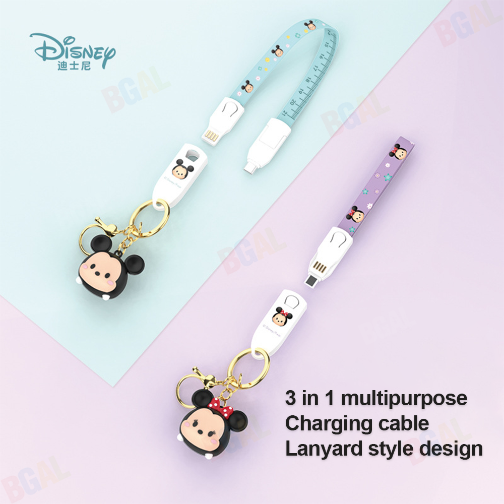 100% Authentic Disney Cable Fast Charging Lightning Cable 3 in 1 Charging Cables Micro USB Type-C 3A 28cm for all smart devices LY1