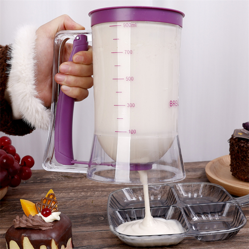 900ml Batter Dispenser Baking Cream Flour Paste Separator Pancake Cupcake Pastry Muffin Measuring Cup Funnel Kitchen Accessories