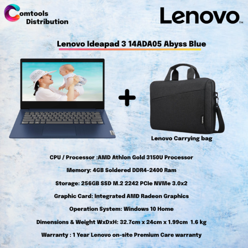 Lenovo Ideapad 3 14ADA05 81W0002FMJ / 81W0002GMJ 14 Laptop Abyss Blue / PLATINUM GREY ( Athlon Gold 3150U, 4GB, 256GB SSD, ATI, W10 ) Malaysia