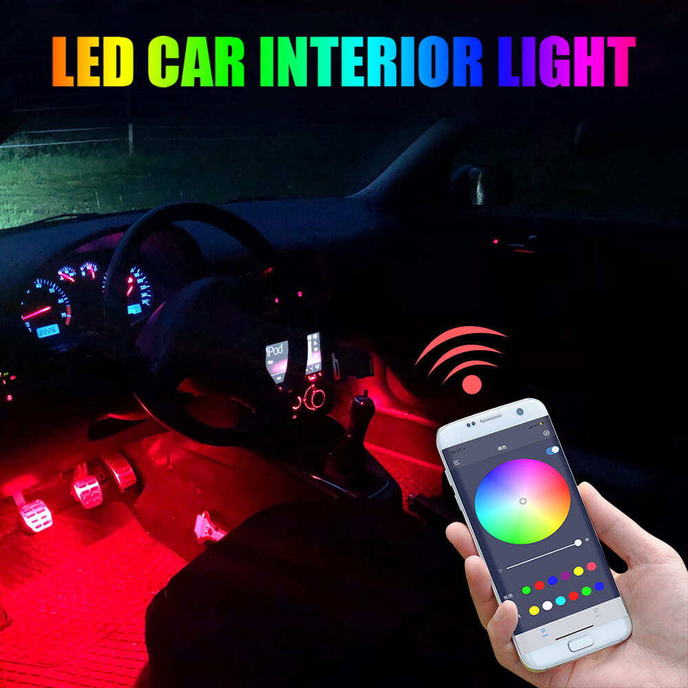 Đèn LED RGB Nội Thất Xe Hơi Ánh Sáng Xung Quanh Với USB Không Dây Điều Khiển Từ Xa Ứng Dụng Âm Nhạc Đèn Nhiều Chế Độ Đèn Trang Trí Neon