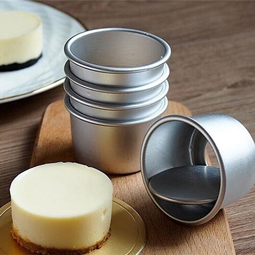 Terylin 5Pcs 2.5inch Round Mini Cake Pan Removable Bottom Pudding Mold DIY Baking Tools