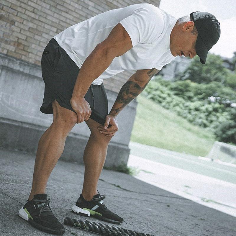 2 In 1 Running Shorts Men Compression Quick Drying Breathable With Built-in Pocket Training Shorts