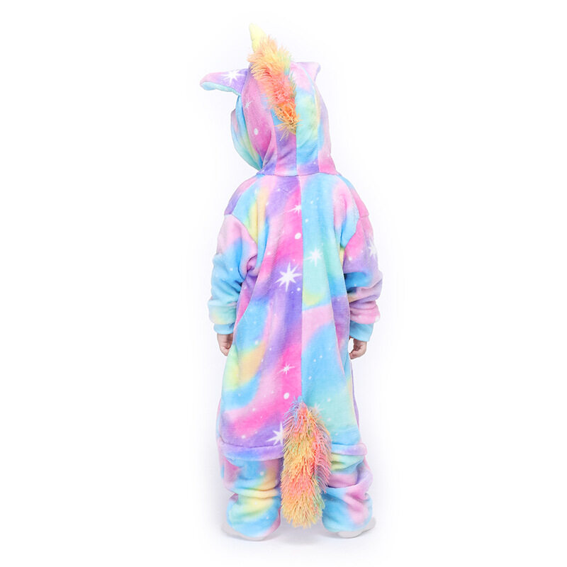 Áo Liền Quần Trẻ Em Kigurumi, Đồ Ngủ Kỳ Lân Cho Trẻ Em Vải Flanen Hoạt Hình Động Vật Trang Phục Trẻ Em, Mùa Đông Licorne Jumpsuit