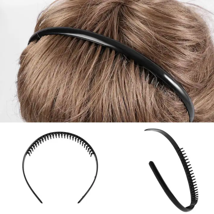 1 2 Pcs Fashion Black Metal Football Toothed Sports Hairband Men